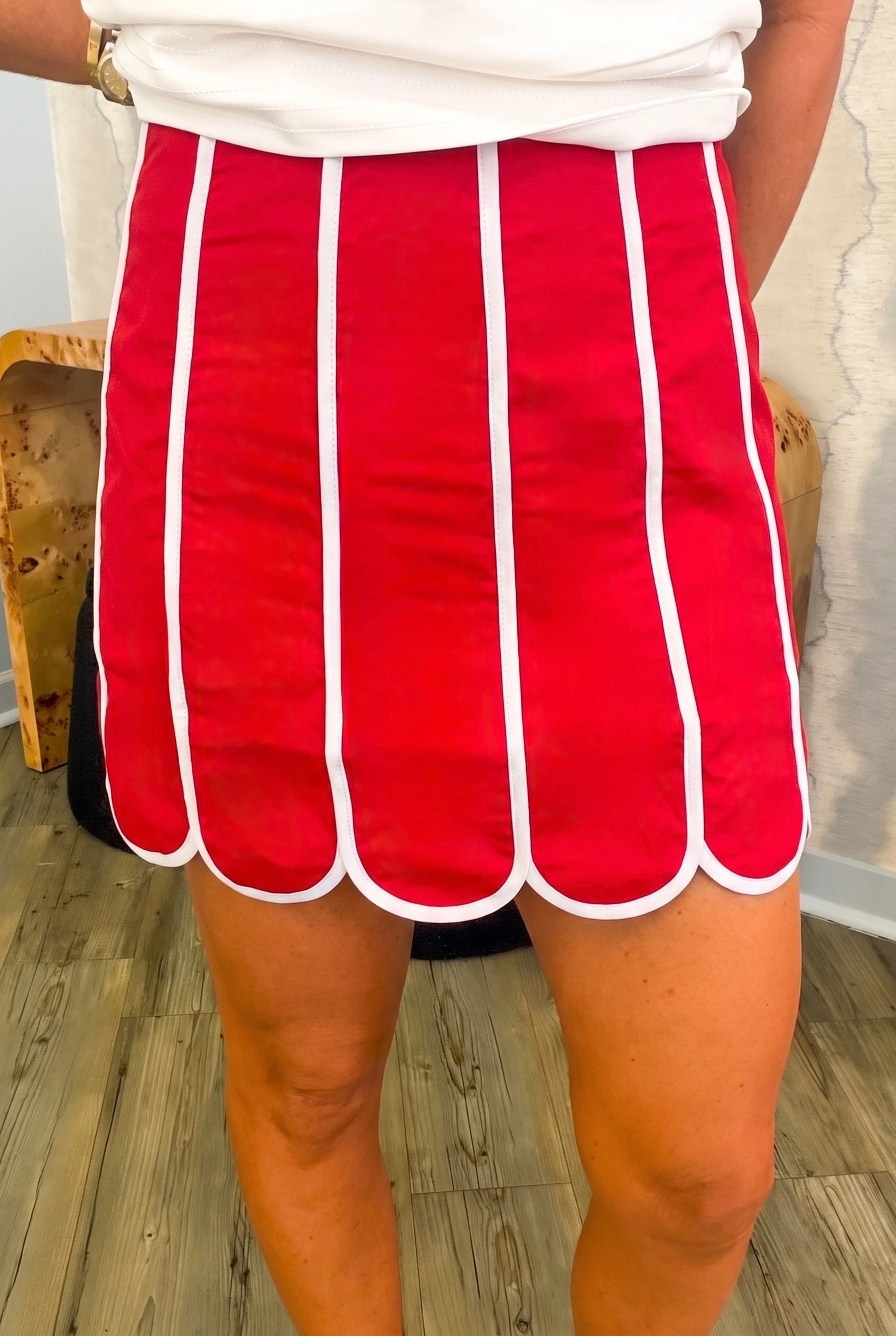 Game Day Ready Scalloped Panel Skirt