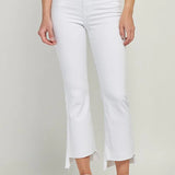 HAPPI WHITE STEP HEM CROP FLARE JEANS