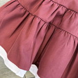 Maroon Asymmetrical Gathered Neck Sleeveless Ruffle Dress