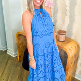Missy Eyelet Halter Maxi Dress