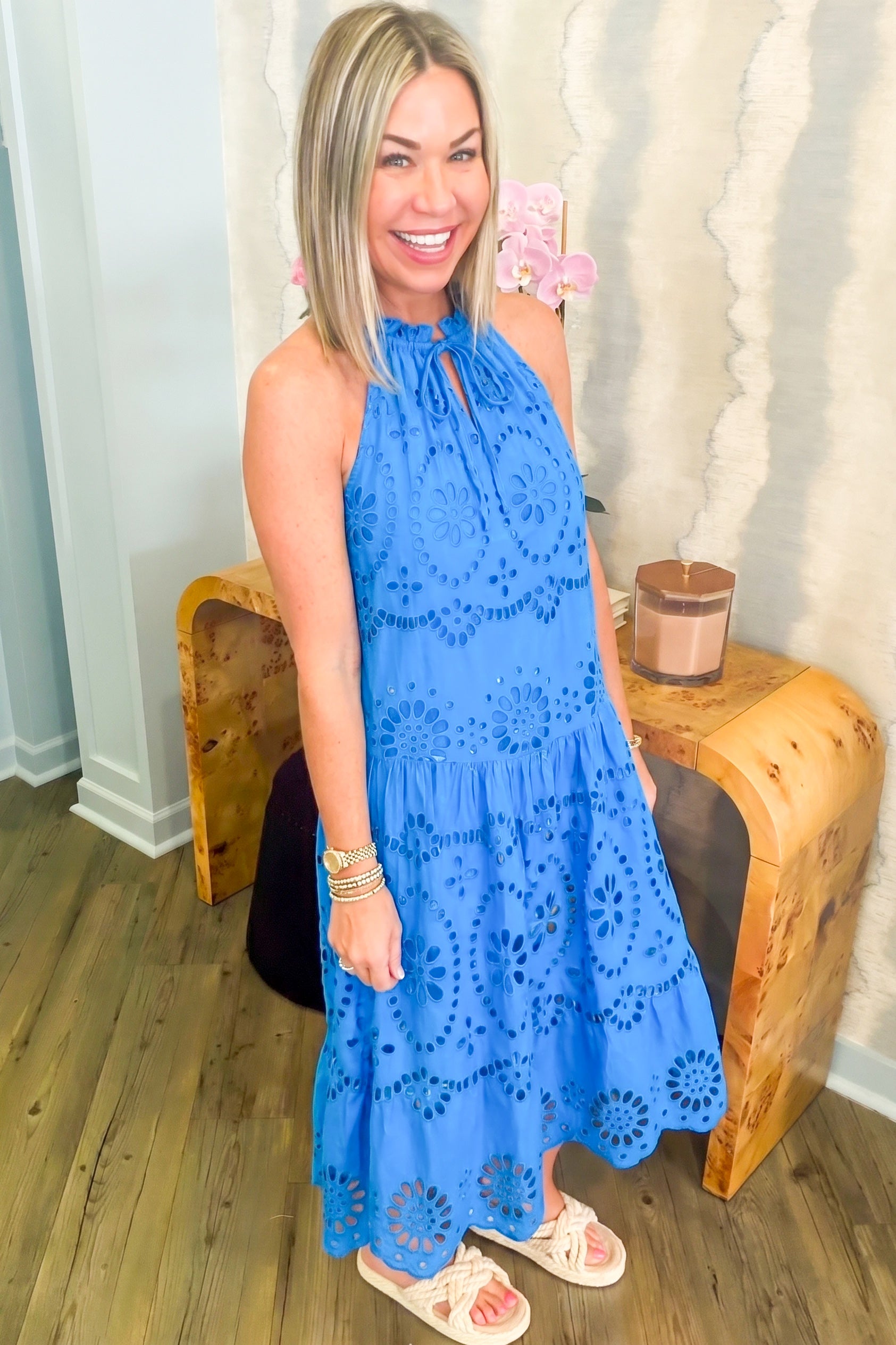 Missy Eyelet Halter Maxi Dress HIGHLAND PARK Missy Eyelet Halter Maxi Dress HIGHLAND PARK