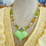 Char Beaded Necklace with Heart Charm