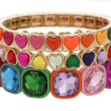 Rainbow Hearts Bracelet Stack Set