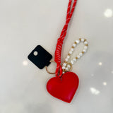 Heart Charm Pearl Keychain