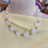 White Charlie  Beaded Heart Necklace
