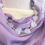 White Charlie  Beaded Heart Necklace