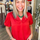 V-Neck Puff-Sleeve Romantic Top
