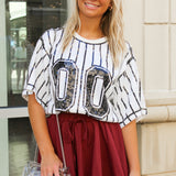 GAME DAY SEQUIN STRIPE TOP