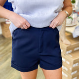 Navy Tailored Suit Shorts