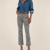 KELSEY LEOPARD ANKLE FLARE JEANS