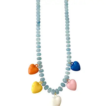 Larissa Beaded Necklace with Colorful Heart Charms