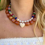 Jordan Chunky Beaded Heart Necklace