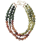 Three Strand Round Beaded Necklace