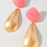 Color Resin & Gold Teardrop Earrings
