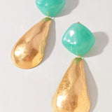 Color Resin & Gold Teardrop Earrings