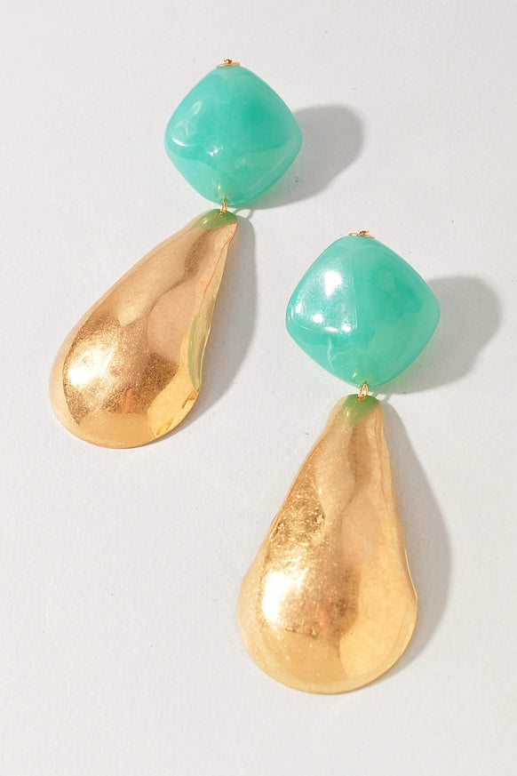 Color Resin & Gold Teardrop Earrings