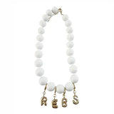 Campus Game Day White Bubble Letter Beaded Necklace