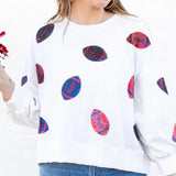 Millie Kick Off Sweatshirt: MAROON/WHITE + RED/BLUE