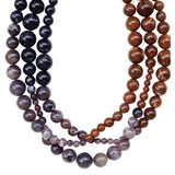 Three Strand Round Beaded Necklace