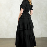 Black Tiered Textured Maxi Dress