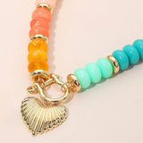 Textured Heart Colorful Beaded Necklace