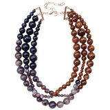 Three Strand Round Beaded Necklace