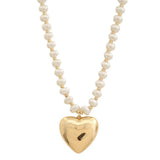 Oversized Gold Heart Pendant Necklace