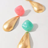 Color Resin & Gold Teardrop Earrings