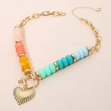 Textured Heart Colorful Beaded Necklace