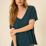 KNOCK OUT V NECK TEE - OCEANIC TEAL